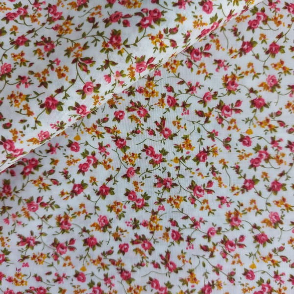 Patchwork Fabric Cream with Pink and Yellow Flowers